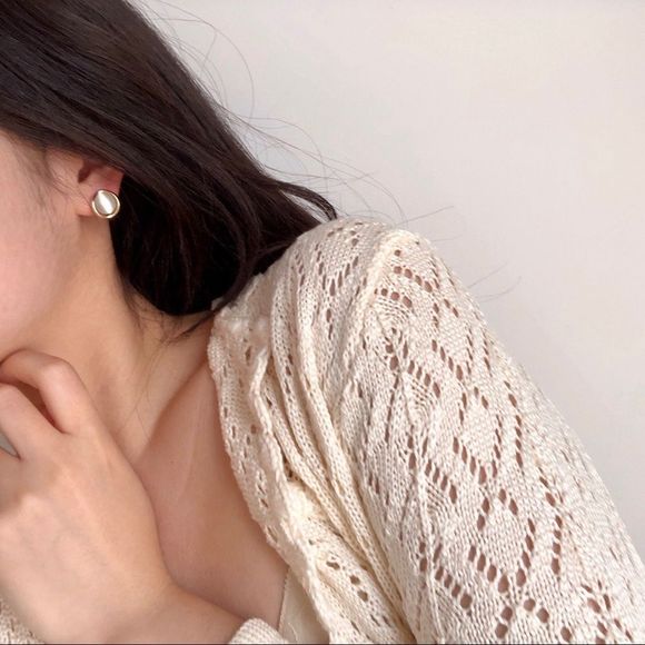 Cat's eye 14k Gold Earrings Stud Earrings Gold Stud Earrings Everyday wear - Picture 2 of 5